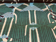Load image into Gallery viewer, Kristy Stafford Holly Green Abstract Green Blue Cream Shapes Black Lines Digitally Printed Cotton Blend Upholstery Fabric STA 6187