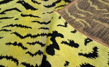 Load image into Gallery viewer, Scalamandré Iconic Tigre Greens &amp; Black Graphic Tiger Skin Luxury Velvet Upholstery Fabric STA 6358