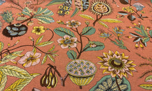 Load image into Gallery viewer, Remanent Schumacher Roca Redonda Spice Dark Coral Botanical Style Linen Fabric STA 6359