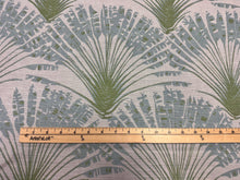 Load image into Gallery viewer, Christopher Farr Cloth
Brisa Aqua By Michael Szell Feather Fan Printed Green Grey Blue Outdoor Water Resistant Upholstery Fabric STA 6432