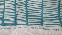 Load image into Gallery viewer, Christopher Farr Cloth Crochet Stitch Linen Handprint Inspired By Raoul Dufy Bright Teal Home Decor Fabric