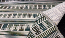 Load image into Gallery viewer, Gaston Y Daniela Toro Sentado Verde Green Ethnic Embroidery Design Unique Stripe Geometric Pattern Upholstery Fabric