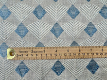 Load image into Gallery viewer, Edwin By Jane Churchill Colefax and Fowler Beige and Aqua Diamond Pattern Woven Upholstery Fabrics