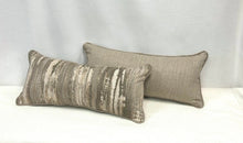 Load image into Gallery viewer, 11” X 24” Clarke &amp; Clarke Latour Taupe Grey Cream Soft Goldh Abstract Lumbar Pillow Cover