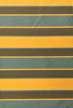 Load image into Gallery viewer, Silk Cotton Blend Olive Green Mustard Yellow Teal Stripe Upholstery Fabric