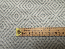 Load image into Gallery viewer, Designer Ivory Beige Blue Geometric Diamond Pattern Woven Performance Upholstery Fabric