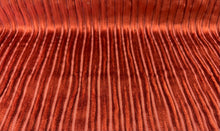 Load image into Gallery viewer, Osborne &amp; Little Cornelia Plush Satin Shimmery Burnt Orange Striped Corduroy Chenille Cut Velvet Home Decor Fabric STA 6260