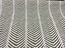Load image into Gallery viewer, Remnant Schumacher La Jolla Verde Green Chevron Stripes Animal Motif Screen Printed Indoor/Outdoor Fabric STA 6441
