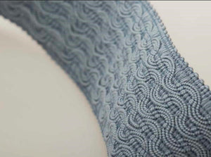 2" Wide Light Blue Geometric Tape Drapery Trim