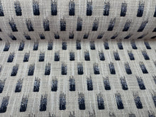 Load image into Gallery viewer, Rebecca Atwood Raindrops Fabric In Tan/Navy Indoor Outdoor Reversible Upholstery Fabric STA 6212
