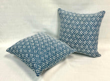 Load image into Gallery viewer, 19” X 19” Schumacher Red Hook Blue Pillow Covers - a Pair