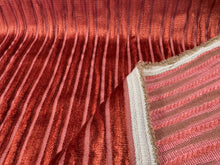 Load image into Gallery viewer, Osborne &amp; Little Cornelia Plush Satin Shimmery Burnt Orange Striped Corduroy Chenille Cut Velvet Home Decor Fabric STA 6260