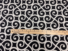 Load image into Gallery viewer, Mill Creek Armank Noir Scroll Black &amp; White Modern Swirl Geometric Cotton Print Upholstery Fabric STA 6368