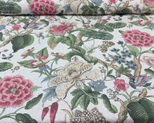 Load image into Gallery viewer, Remnant Thibaut Timeless Grand Palace Hill Garden In Coral And Green Prints Linen Home Decor Fabric STA 6207