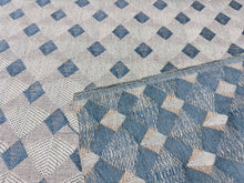 Load image into Gallery viewer, Edwin By Jane Churchill Colefax and Fowler Beige and Aqua Diamond Pattern Woven Upholstery Fabrics