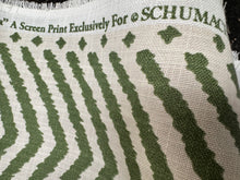 Load image into Gallery viewer, Remnant Schumacher La Jolla Verde Green Chevron Stripes Animal Motif Screen Printed Indoor/Outdoor Fabric STA 6441