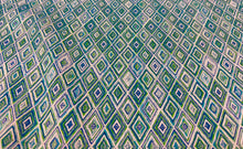 Load image into Gallery viewer, Remnant Schumacher Diamond Strie Peacock 75920 Indoor / Outdoor Woven Upholstery Fabric