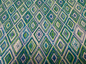 Remnant Schumacher Diamond Strie Peacock 75920 Indoor / Outdoor Woven Upholstery Fabric