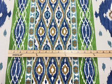 Load image into Gallery viewer, G P &amp; J Baker Crosby Navy Blue Green Large Ornate Medallion Motif Bold Ethnic Tribal Ikat  Dyeing Print Home Decor Fabric