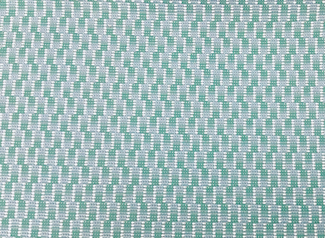 1.72 Yard Designer Indoor Outdoor Aqua Blue Cream Green Geometric Upholstery Fabric