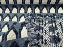 Load image into Gallery viewer, Pierre Frey Caprera Mer Blue White Graphic Jacquard Woven Performance Water Resistant Upholstery Fabric STA 6218