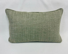 Load image into Gallery viewer, 14” X 22” Virginia Kraft Global Village Moroccan Stripe Linen &amp; Wool Olive Green Ecru Lumbar Pillow Cover