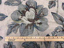 Load image into Gallery viewer, Weitzner Conservatory Phantom Large Scale Embroidery Floral Design Slate Blue Silver Grey Upholstery Drapery Fabric STA 6361