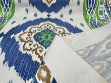 Load image into Gallery viewer, G P &amp; J Baker Crosby Navy Blue Green Large Ornate Medallion Motif Bold Ethnic Tribal Ikat  Dyeing Print Home Decor Fabric