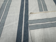 Load image into Gallery viewer, Custom Design Linen Ticking Striped In Shades Of Light Blue Dark Blue On White Water Resistant Reversible Woven Home Decor Fabric