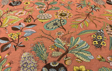 Load image into Gallery viewer, Remanent Schumacher Roca Redonda Spice Dark Coral Botanical Style Linen Fabric STA 6359
