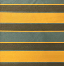 Load image into Gallery viewer, Silk Cotton Blend Olive Green Mustard Yellow Teal Stripe Upholstery Fabric