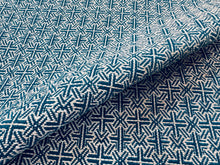 Load image into Gallery viewer, Elitis Lontano Marsala De main de maitre Indoor Outdoor Teal Taupe Geometric Woven Upholstery Fabric