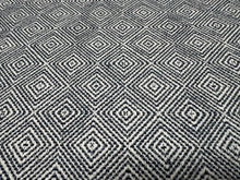 Load image into Gallery viewer, Designer Water &amp; Stain Resistant Damond Pattern MCM Navy Blue Off White Woven Upholstery Fabric