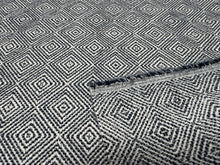 Load image into Gallery viewer, Designer Water &amp; Stain Resistant Damond Pattern MCM Navy Blue Off White Woven Upholstery Fabric