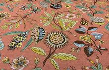 Load image into Gallery viewer, Remanent Schumacher Roca Redonda Spice Dark Coral Botanical Style Linen Fabric STA 6359