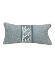 Load image into Gallery viewer, 12” X 26” Pierre Frey Noumea Bord De Mer &amp; Perennials Lumbar Pillow Cover With Schumacher Labyrinth Geometric Tape