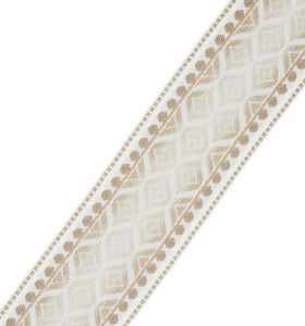 3.5” Wide Cream Taupe Geometric Drapery Trim