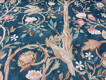 Load image into Gallery viewer, Melsetter House Indigo Teal Green By Morris &amp; Co Birds Fruit Tree Flowerheads Linen Blend Home Decorative Fabric