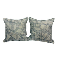 Load image into Gallery viewer, 20” X 20” Zak + Fox Pazuru Linen Snow Blue Grey Ethnic Pillow Covers - a Pair