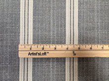 Load image into Gallery viewer, Perennials Paddington Stripe Oxford  Heather Grey Cream Basketweave Texture Ticking Stripe Indoor/Outdoor Fabric STA 6442