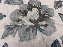 Load image into Gallery viewer, Weitzner Conservatory Phantom Large Scale Embroidery Floral Design Slate Blue Silver Grey Upholstery Drapery Fabric STA 6361