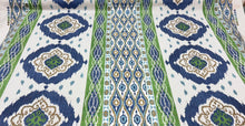 Load image into Gallery viewer, G P &amp; J Baker Crosby Navy Blue Green Large Ornate Medallion Motif Bold Ethnic Tribal Ikat  Dyeing Print Home Decor Fabric