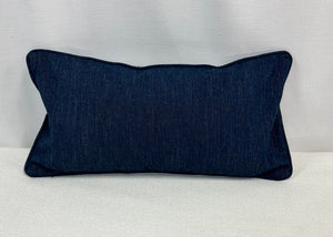 15” X 28” China Seas Fez II Suncloth Outdoor Indigo Navy Blue Lumbar Pillow Cover