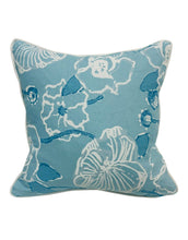 Load image into Gallery viewer, 19” X 19” Lilly Pulitzer Dahlia Sky Blue Floral Linen Cotton Pillow Cover