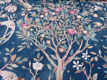 Load image into Gallery viewer, Melsetter House Indigo Teal Green By Morris &amp; Co Birds Fruit Tree Flowerheads Linen Blend Home Decorative Fabric
