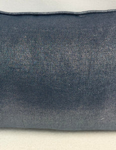 14” X 26” Schumacher Meander Embroidery Indigo Navy Blue Abstract Lumbar Pillow Cover