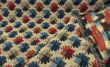 Load image into Gallery viewer, Remnant Brunschwig &amp; Fils Oatlands Tapestry Geometry Floral Like Distinct Pattern Blue Red On Natural Luxury Upholstery Fabric