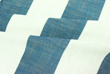 Load image into Gallery viewer, Perennials Vintage Stripe Lagoon 865-174 Teal Cream Indoor Outdoor Upholstery Fabric