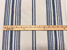 Load image into Gallery viewer, Remnant Schumacher Solana Stripe Indoor/Outdoor 79330 Navy Woven Coastal Upholstery Fabric STA 6427