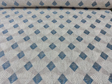 Load image into Gallery viewer, Edwin By Jane Churchill Colefax and Fowler Beige and Aqua Diamond Pattern Woven Upholstery Fabrics